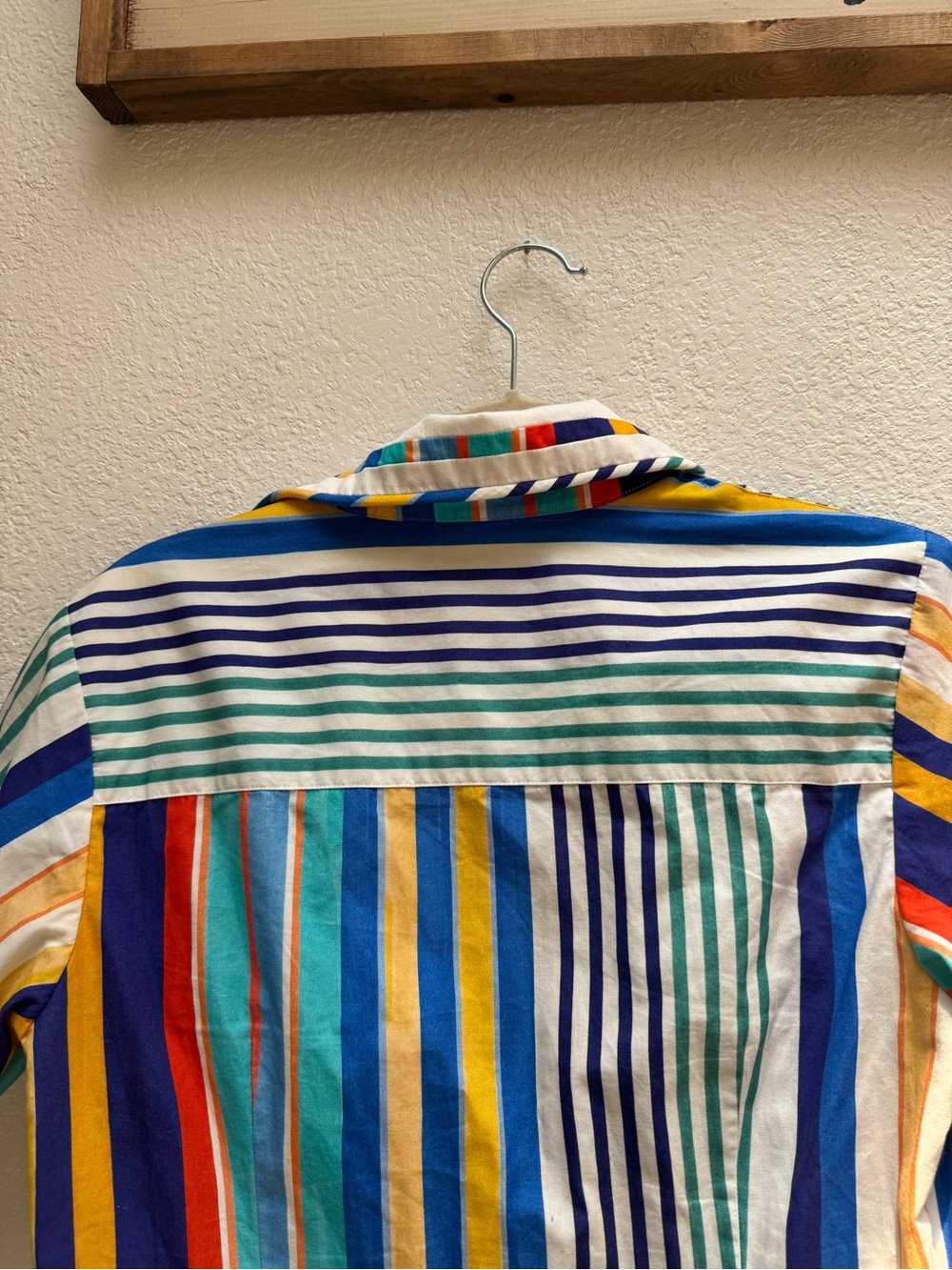 Delicatez Striped Button-Front Mini Dress in Multi-Color 100% Cotton Size L - Picture 8 of 10